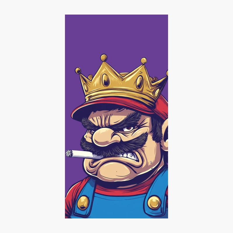 Gangster Mario with Crown Smoking Illustration iPhone Case