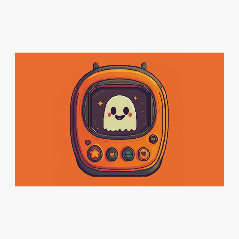 Cute Cartoon Ghost on Retro Orange TV Screen Travel Mug