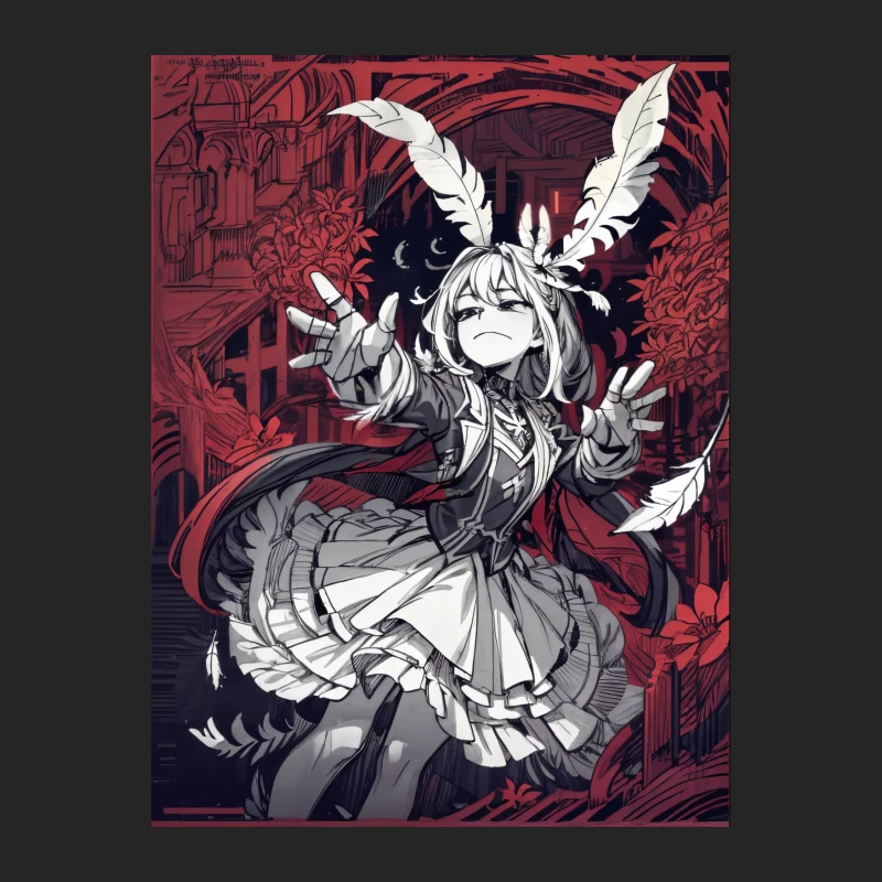 Gothic Fantasy Anime Girl with Feathers Female Pullover Sweatshirt