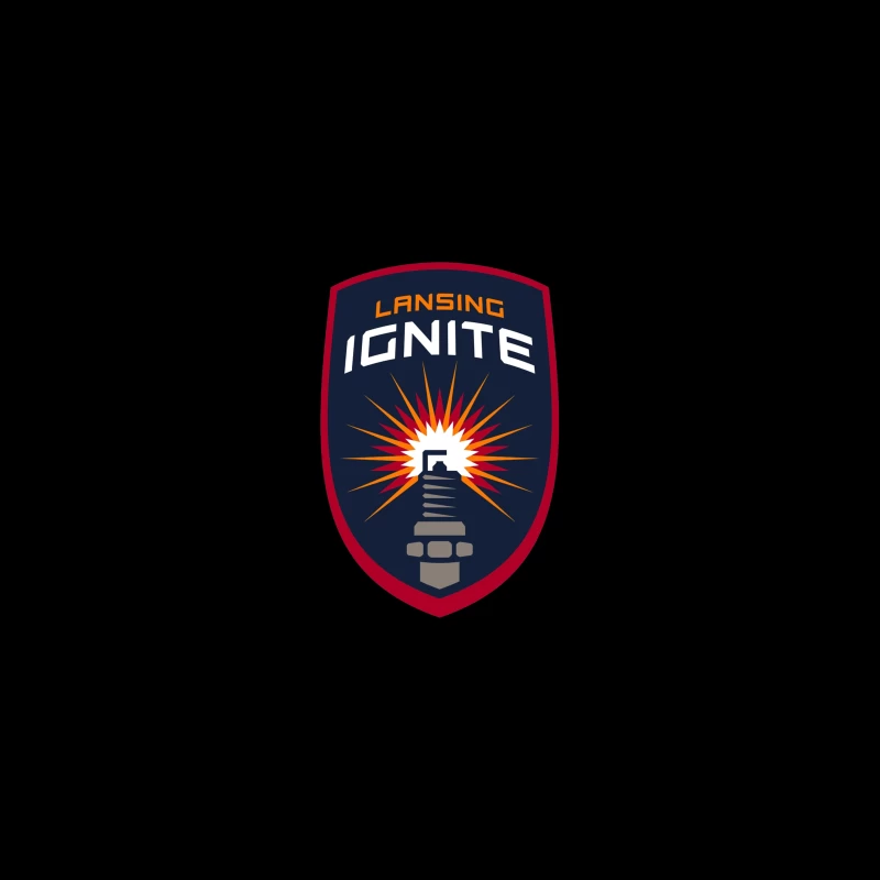 Lansing Ignite Soccer Team Shield Logo with Lighthouse Emblem Desk Mat