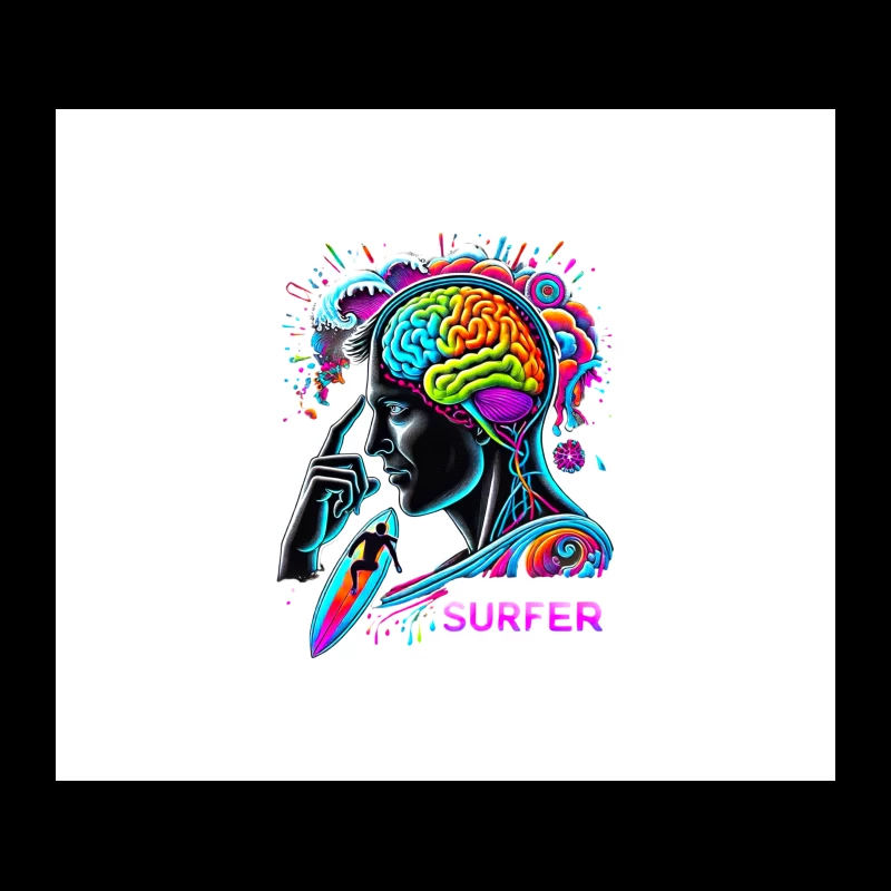 Psychedelic Surfer Brain Wave Art Tapestry