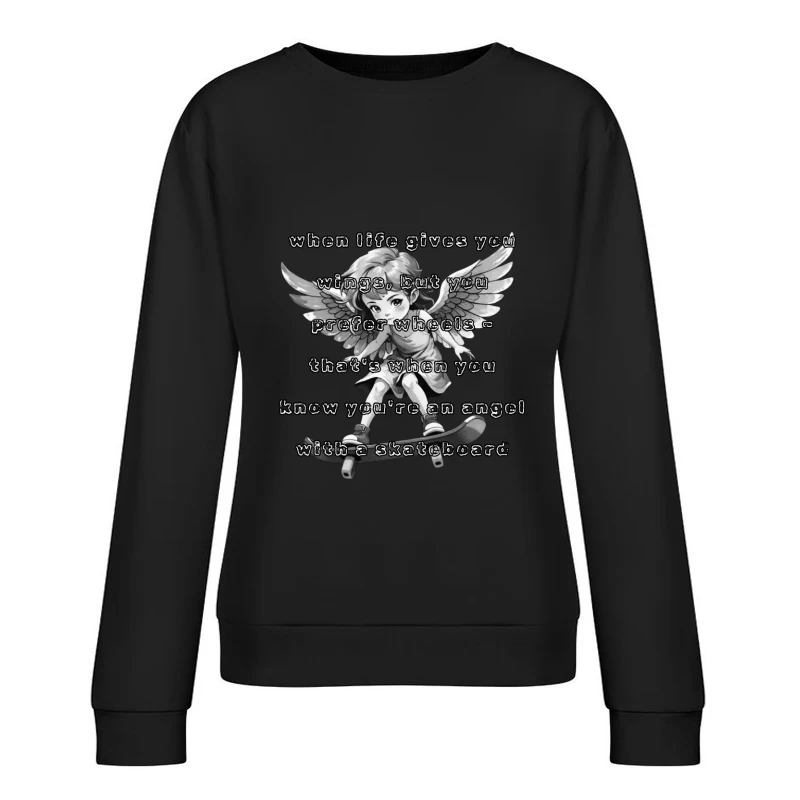 Angel on a Skateboard Female Pullover Sweatshirt