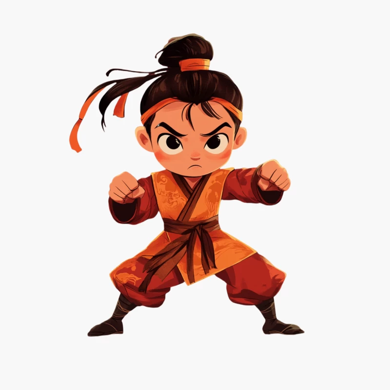 Young Martial Artist: Animated Character in Orange Attire Cotton Tote Bag