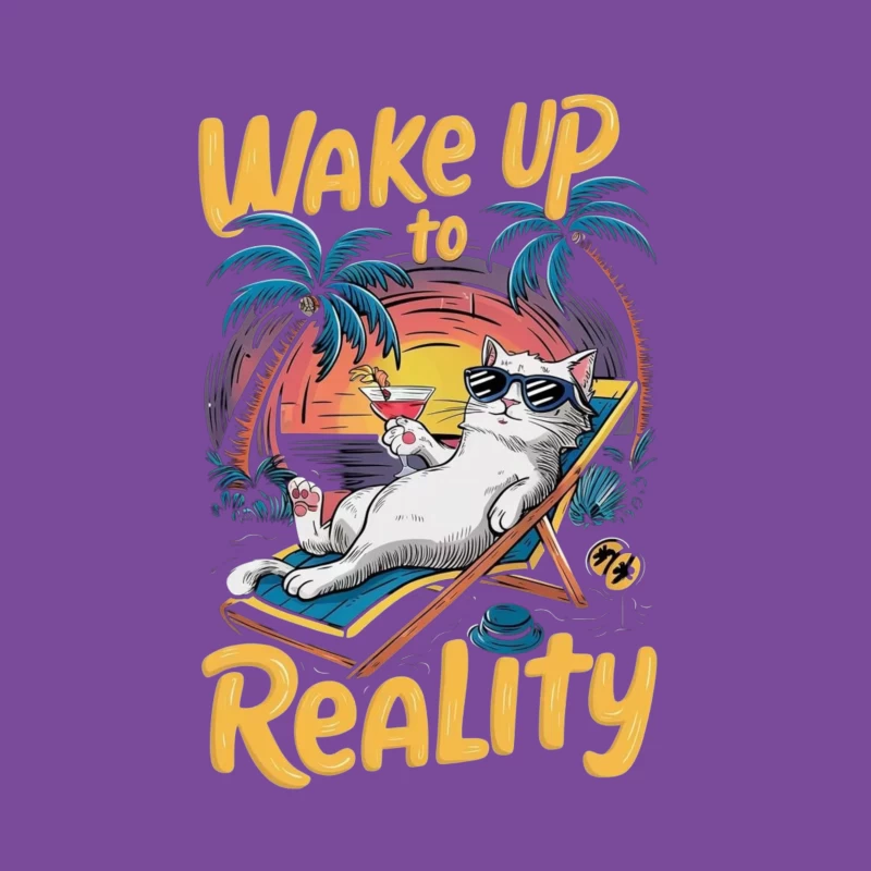 Chill Cat on Vacation: Wake Up to Reality Male T-Shirt