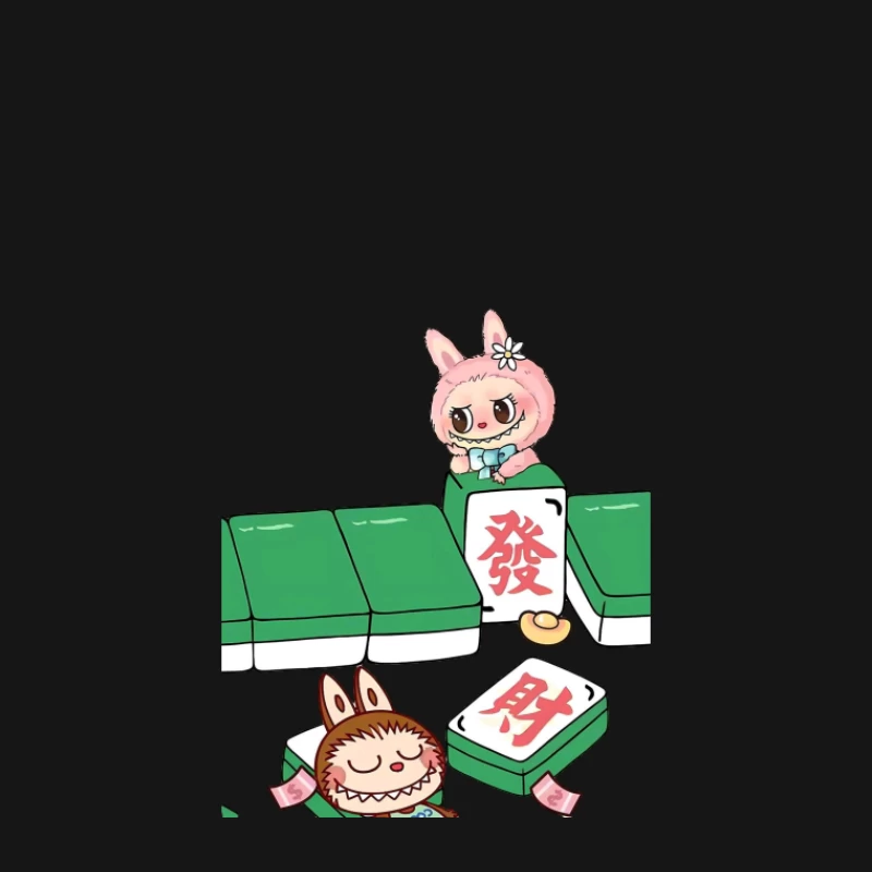 Niedliche Häschen mit Mahjong-Steinen Herren T-Shirt