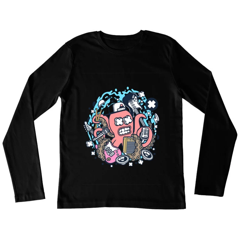 Pieuvre musicale avec instruments Femme Manches Longues T-Shirt