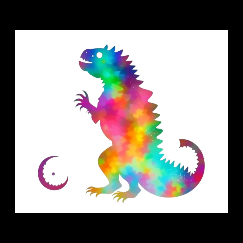 Rainbow Watercolor T-Rex Silhouette Tapestry