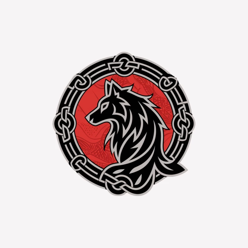 Tribal Wolf Logo with Celtic Knot Border Male T-Shirt