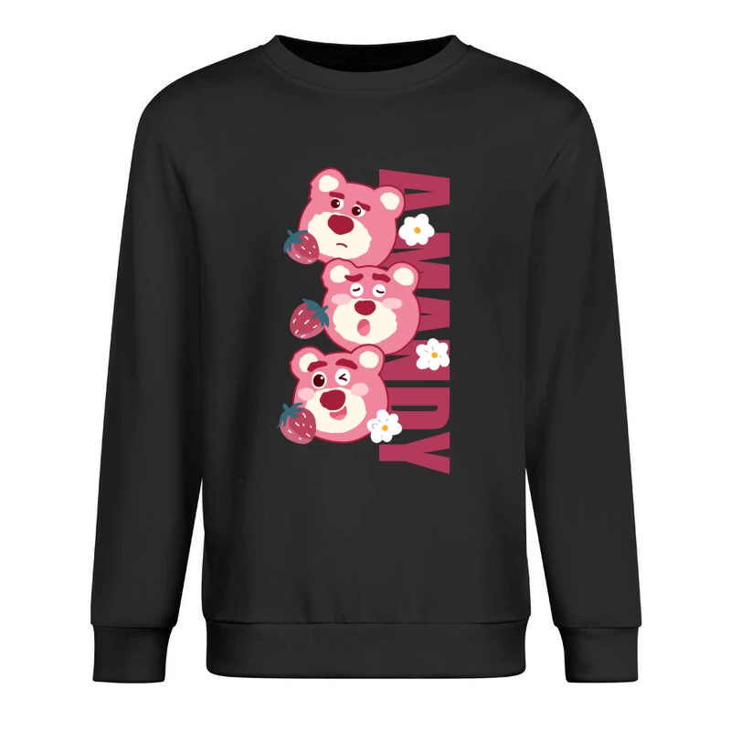 Niedliche Bären mit Erdbeeren Herren Pullover Sweatshirt