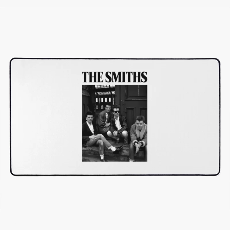 The Smiths: Iconic 1980s British Alternative Rock Band in Black and White Desk Mat