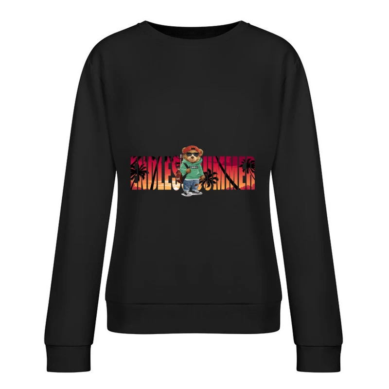 Cool Bear Enjoying Endless Summer Vibes Female Pullover Sweatshirt