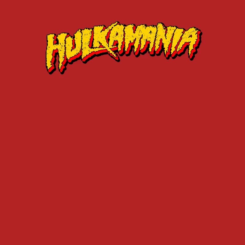 Hulkamania Wrestling Logo in Bold Yellow and Red Text Male T-Shirt