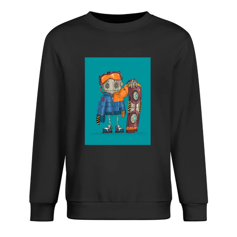 Cute Robot Skater with Futuristic Board Male Pullover Sweatshirt