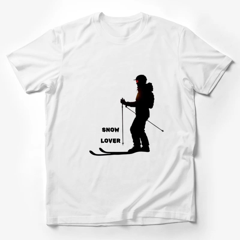 Silhouette of Snow Lover Skiing Male T-Shirt