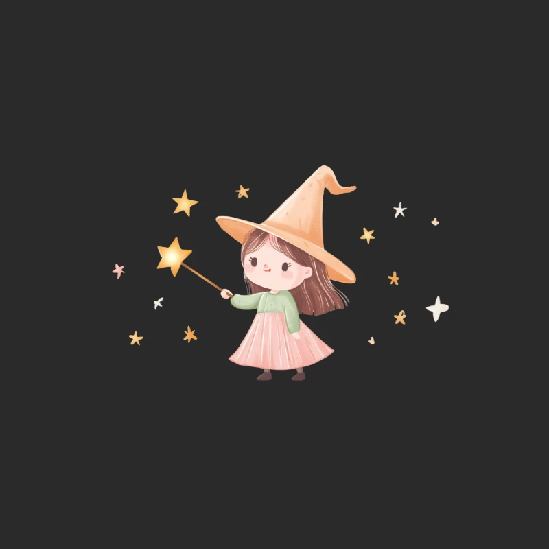 Adorable Cartoon Witch Casting Spells with Magic Wand Baseball Cap