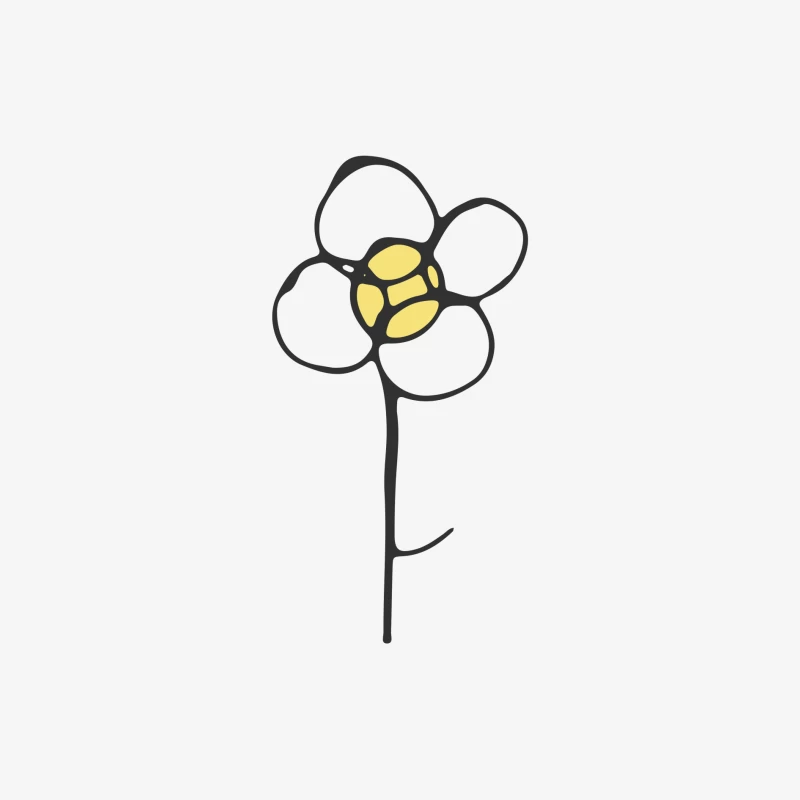 Fleur stylisée en noir et jaune Homme Manches Longues T-Shirt