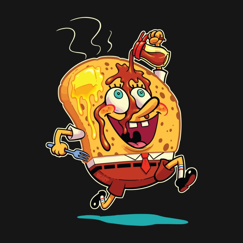 Excited Cartoon Slice of Toast Male Long Sleeve T-Shirt