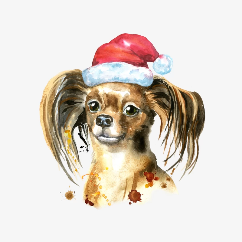 Chien avec chapeau de Noël en aquarelle Homme Sweat-shirt à enfiler
