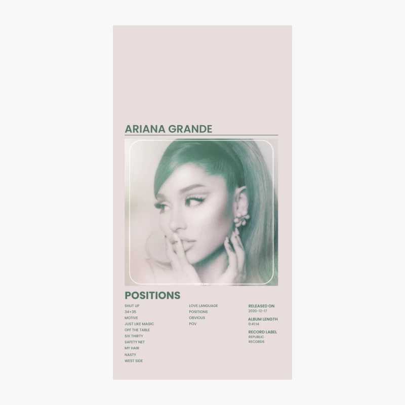 Ariana Grande's "Positions" Album Cover and Track List iPhone Case