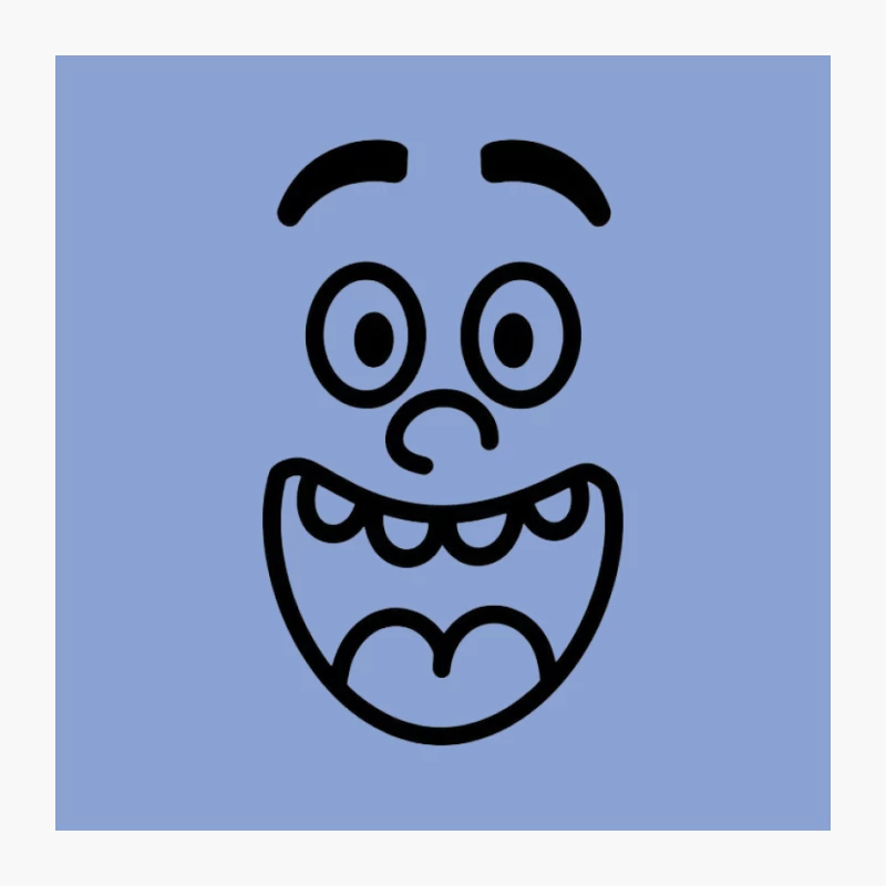 Simple Black and White Cartoon Doodle Face with Happy Expression Pin