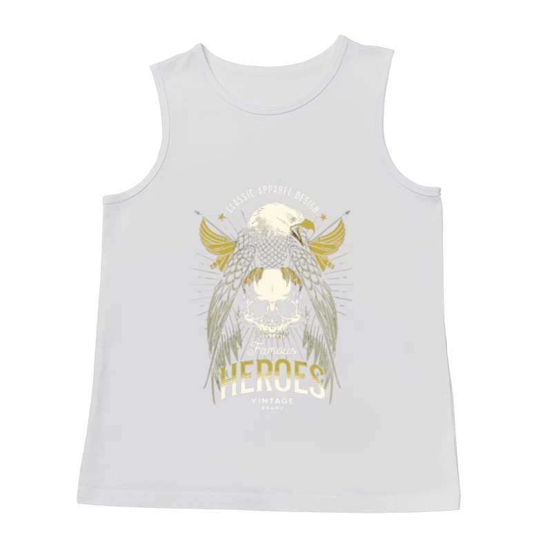 Heroic Eagle Skull with Golden Wings Vintage Design Male Tank Top