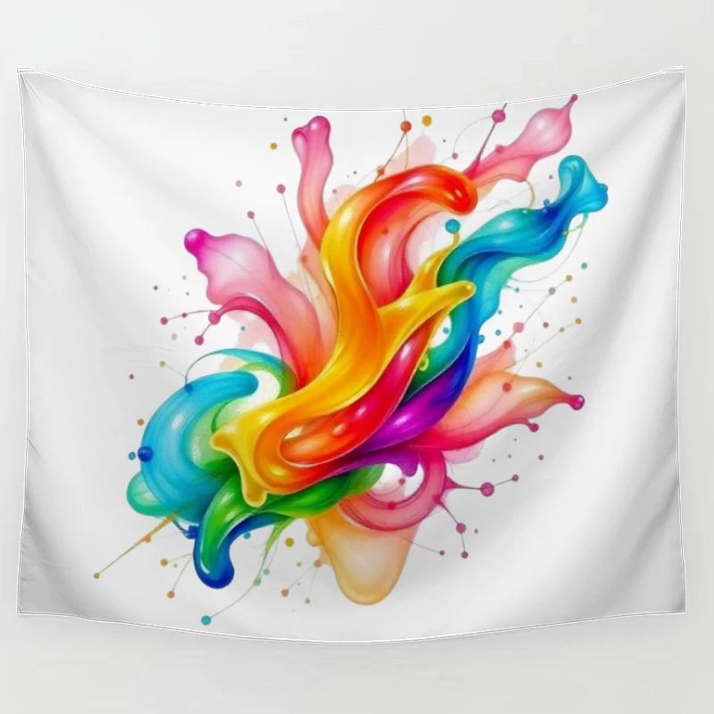 Vibrant Rainbow Abstract Liquid Splash Art Tapestry