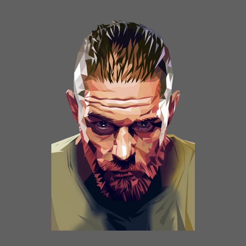 Geometric Portrait of Intense Bearded Man in Low Poly Style Male Tank Top