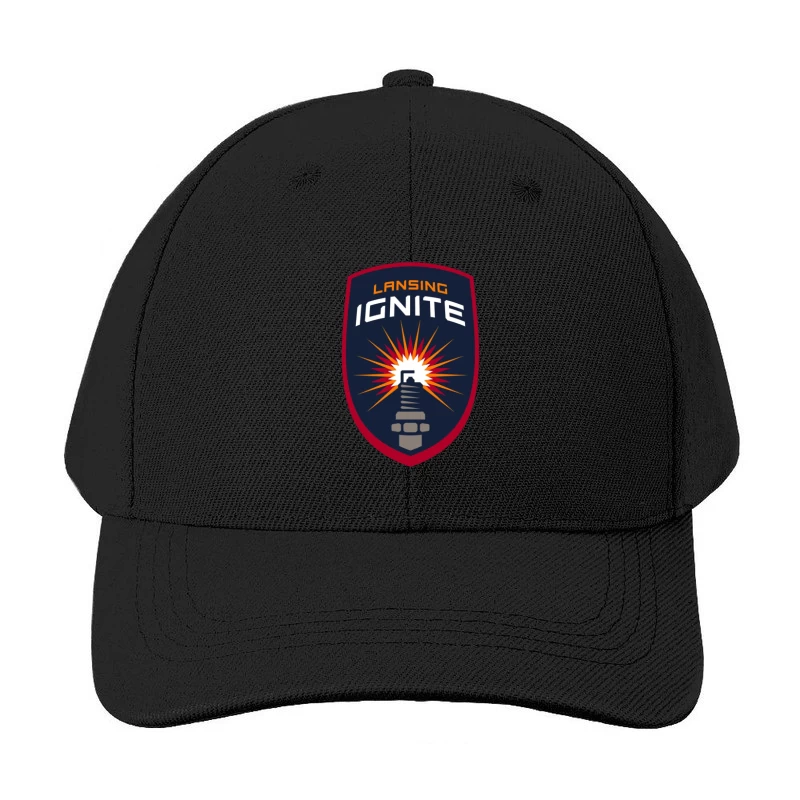 Lansing Ignite Soccer Team Shield Logo with Lighthouse Emblem Baseball Cap