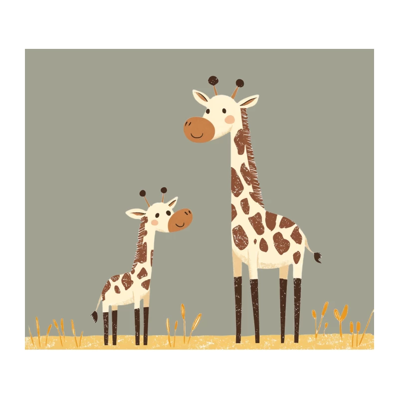 Cute Cartoon Giraffes in African Savanna Tapestry