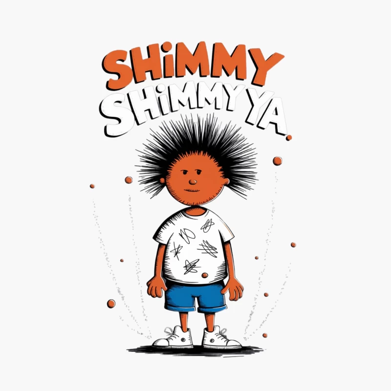 Spiky-Haired Cartoon Character with Shimmy Typography Cotton Tote Bag