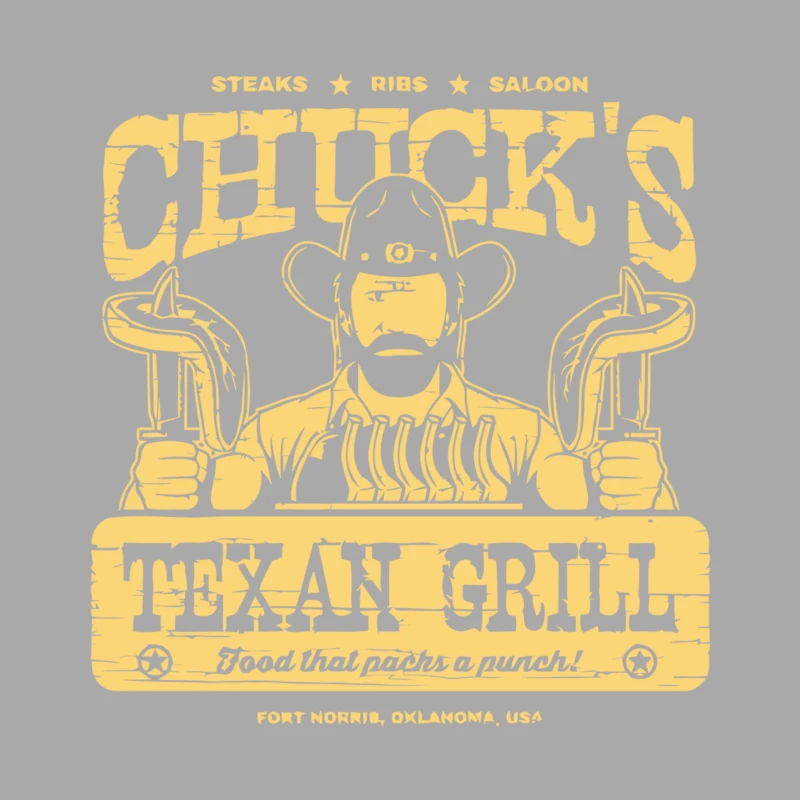 Chuck's Texan Grill: Vintage Western Steakhouse Logo from Fort Norris, Oklahoma Male Pullover Hoodie