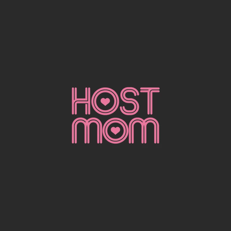 Pink Host Mom Typography with Hearts: Exchange Student Parenting Baseball Cap