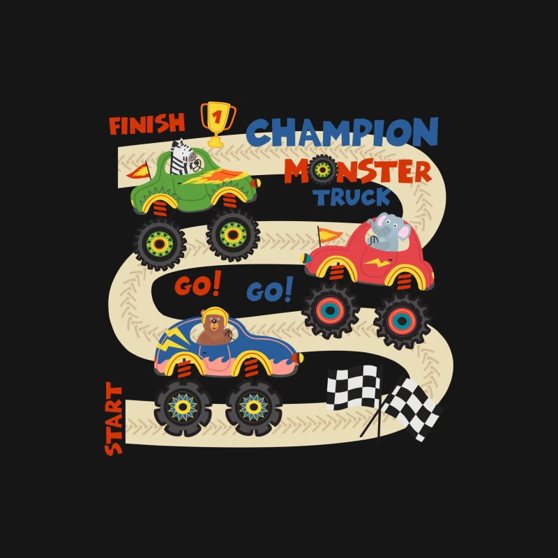 Monstertruck-Champion-Rennen mit Tieren Herren Langarm T-Shirt