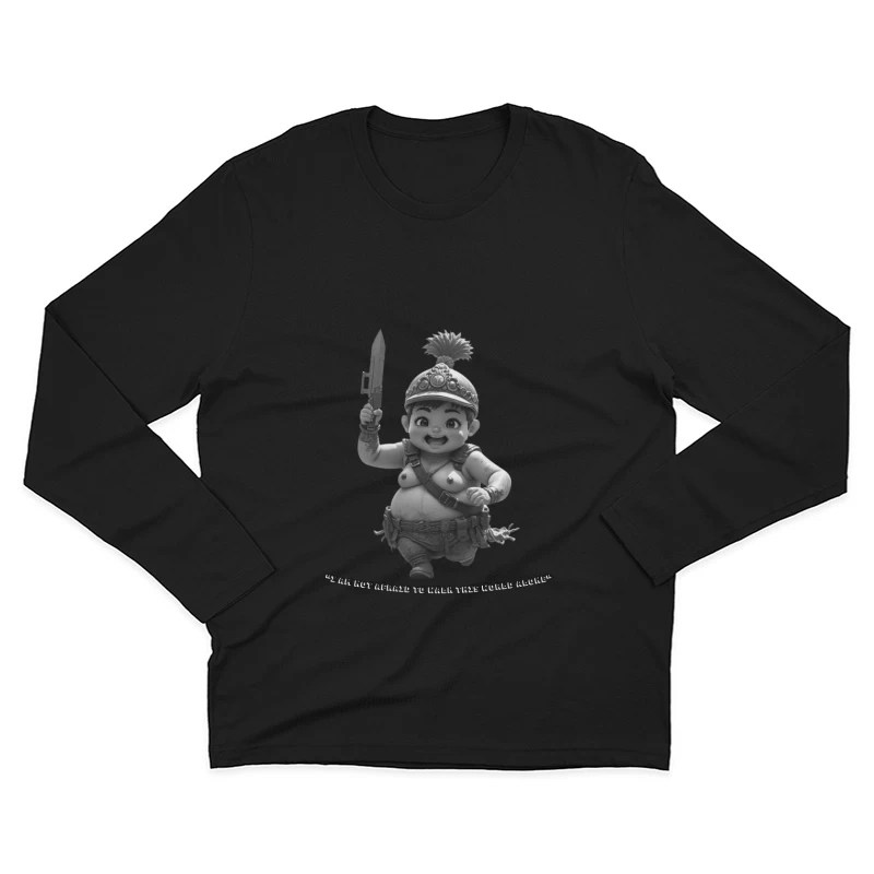 Adorable Chubby Warrior Character with Crown and Sword Male Long Sleeve T-Shirt