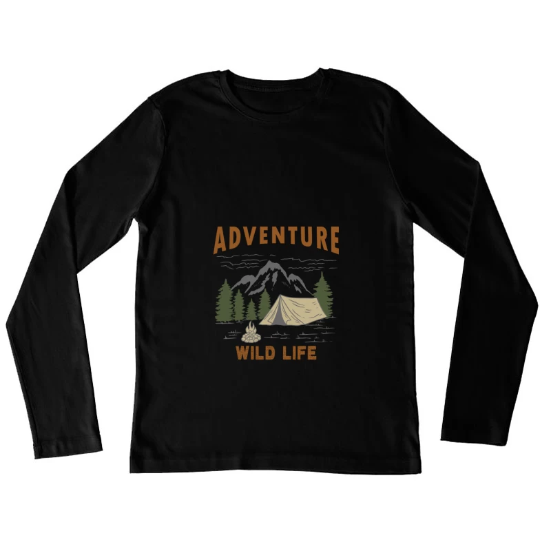 Abenteuer im wilden Leben: Camping vor der Bergkulisse Damen Langarm T-Shirt