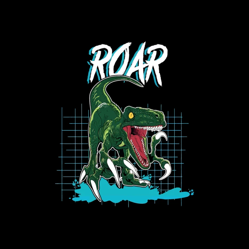 Velociraptor Roar: Neo-Retro Power Throw Pillow