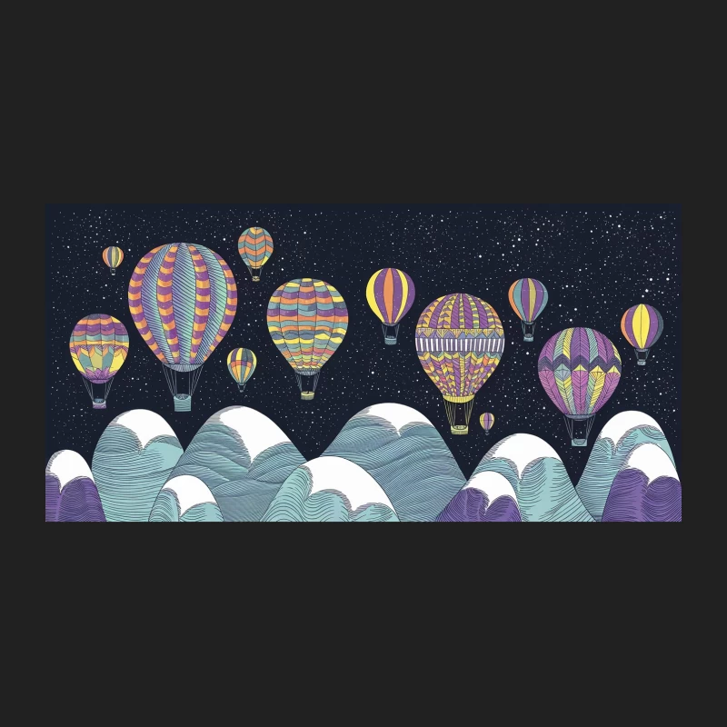 Whimsical Hot Air Balloon Adventure Under Starry Night Sky Bucket Hat