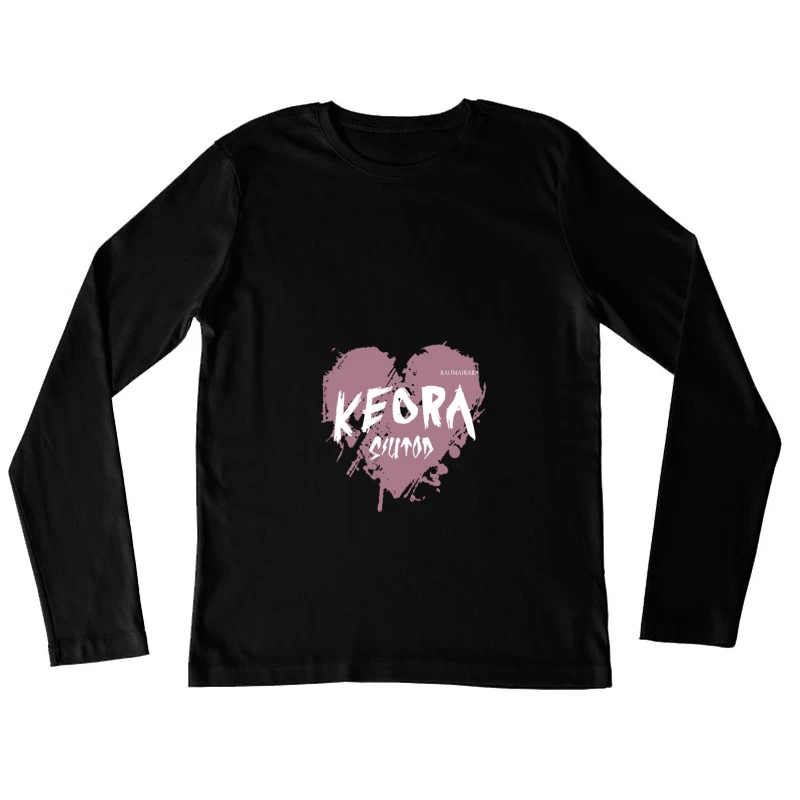 Pinselherz-Design mit Name Damen Langarm T-Shirt