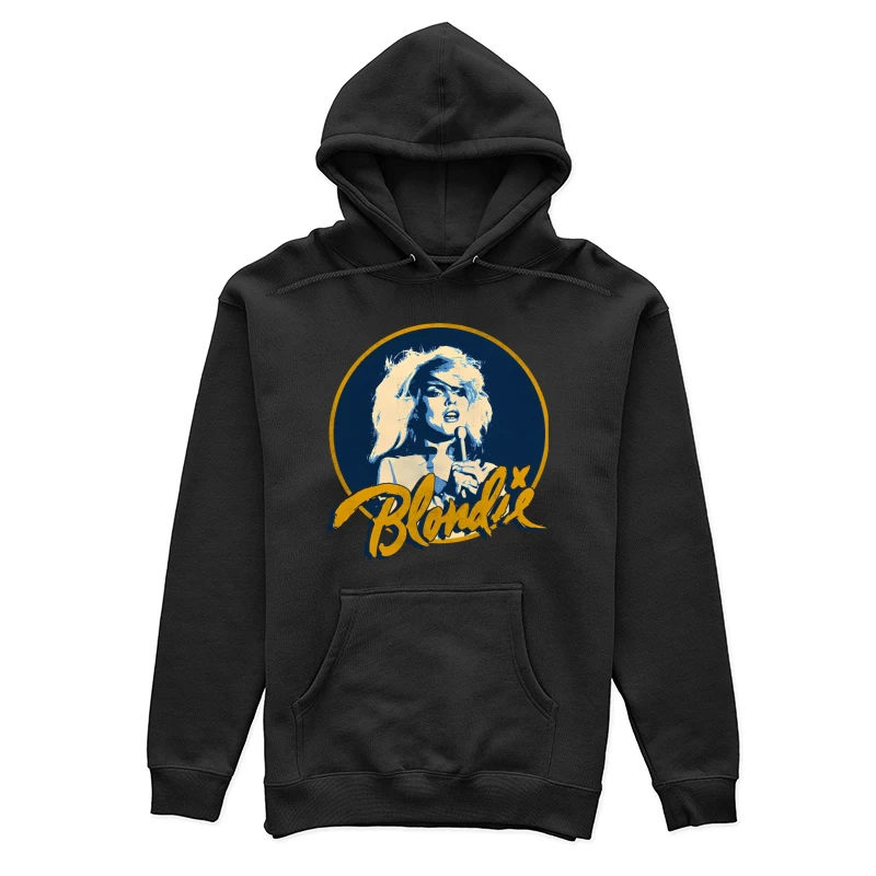 Vintage Blondie Band Logo with Blue and Gold Design Female Pullover Hoodie