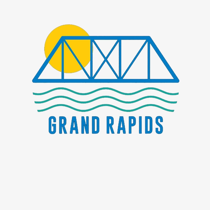 Grand Rapids City Logo with Bridge and Water Design Male Pullover Sweatshirt