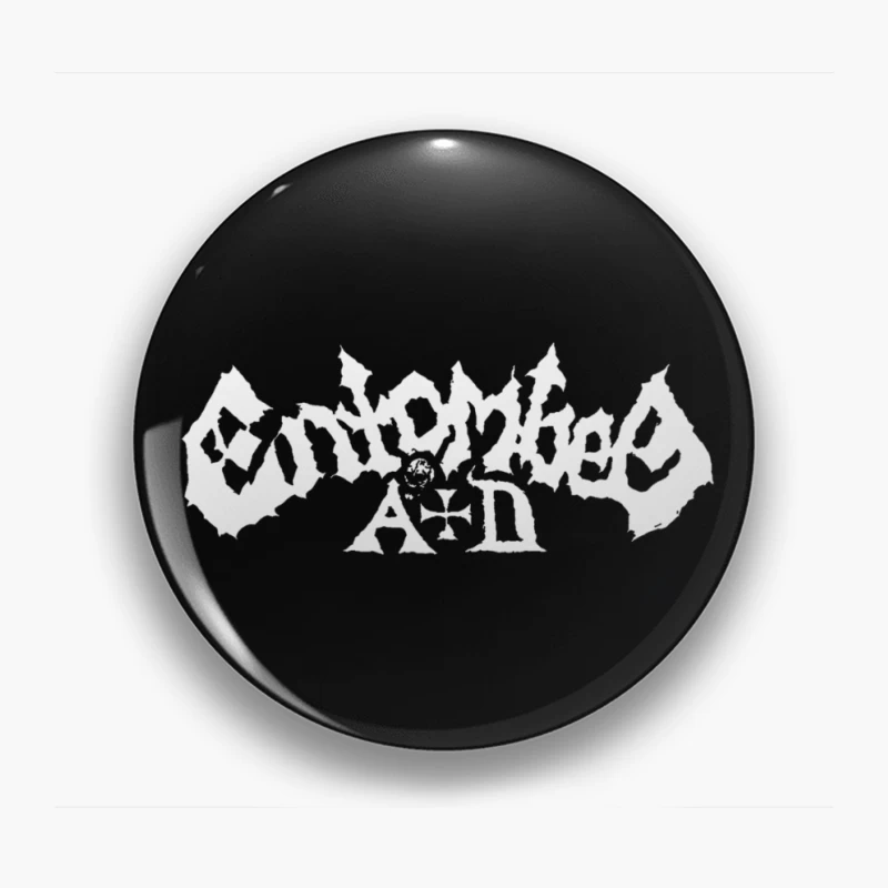 Entombed White Logo Pin