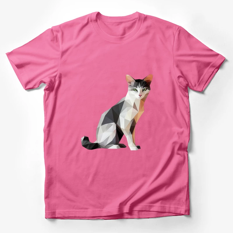 cat geometric low poly digital art animal illustration pet abstrac Male T-Shirt