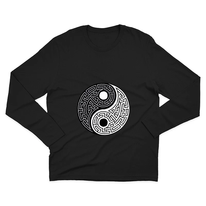 Intricate Yin Yang Maze: Symbolizing Balance and Duality Male Long Sleeve T-Shirt