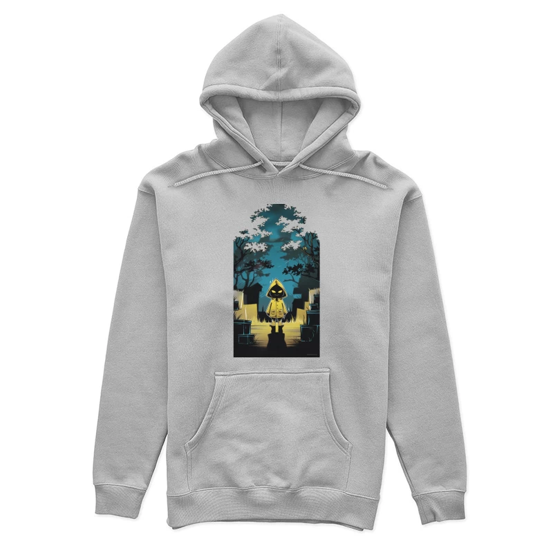 Eerie Halloween Character in Moonlit Graveyard Female Pullover Hoodie