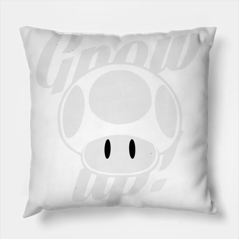 Iconic Super Mario Mushroom: Nintendo's Monochrome Gaming Symbol Throw Pillow