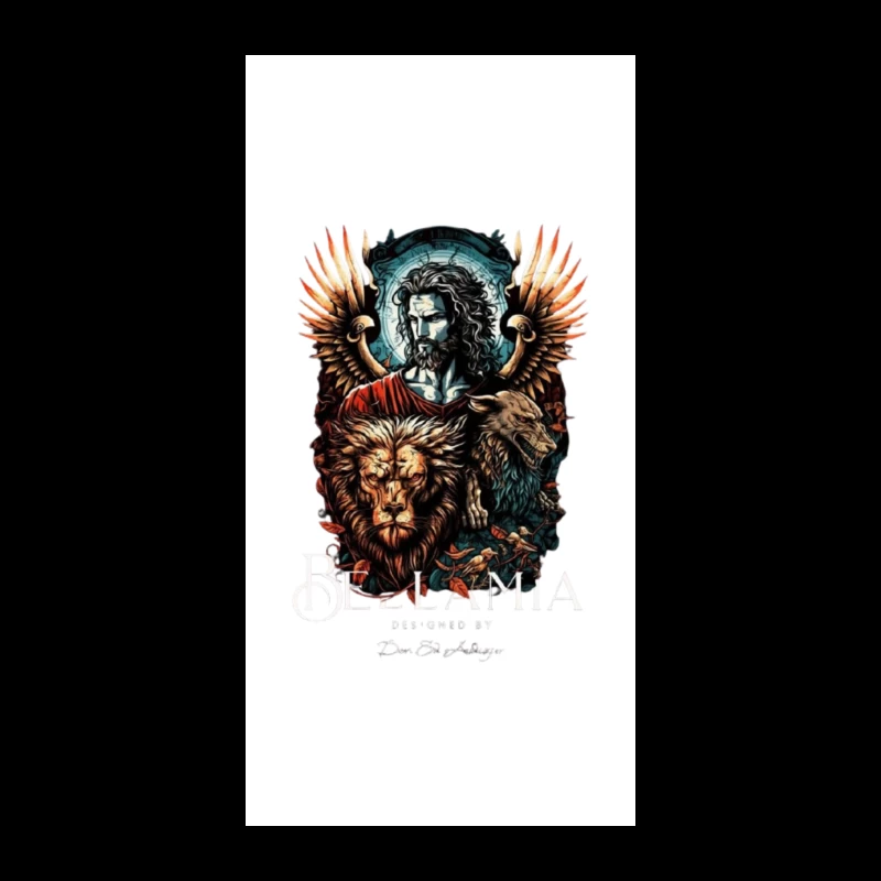 Mystical Religious Gothic Art with Lion and Angel Wings iPhone Case