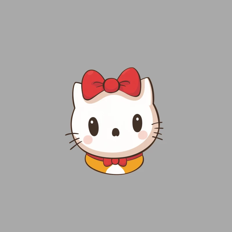Adorable Hello Kitty Cartoon Character with Red Bow Male Pullover Hoodie