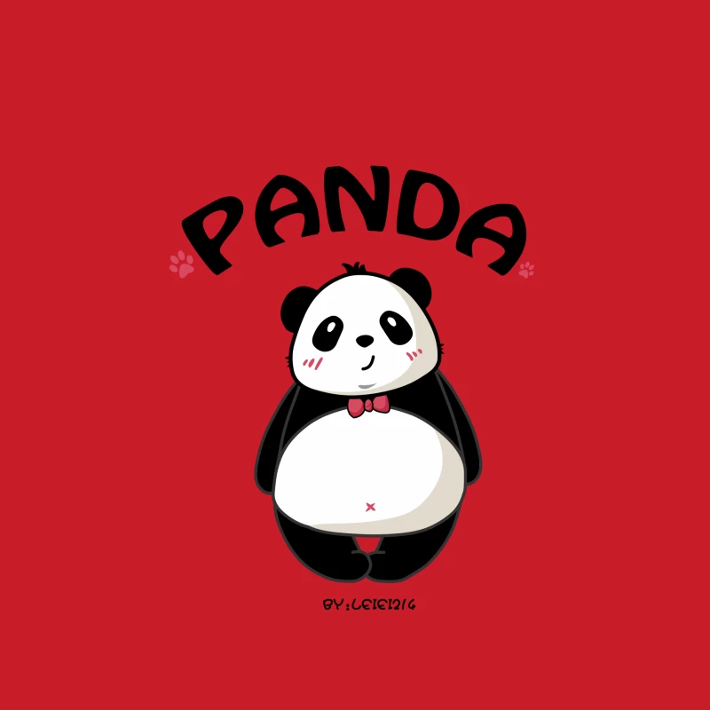 Niedliche Panda-Zeichentrickfigur mit roter Fliege Herren Pullover Hoodie