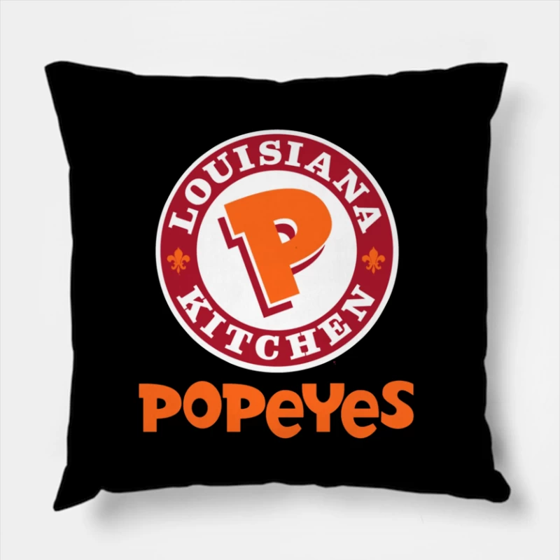 Popeyes Louisiana Kitchen Restaurant Logo Design Throw Pillow