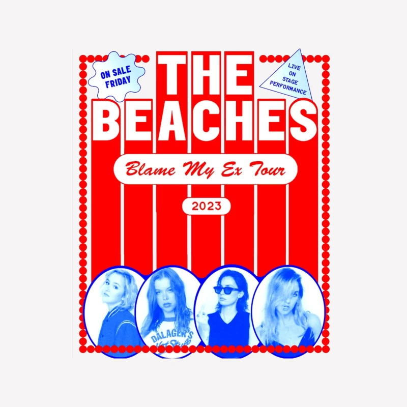 The Beaches 'Blame My Ex' 2023 Tour Retro-Style Concert Poster Male T-Shirt